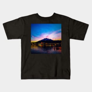 Colorful nighttime shot of Pilatus, Luzern Kids T-Shirt